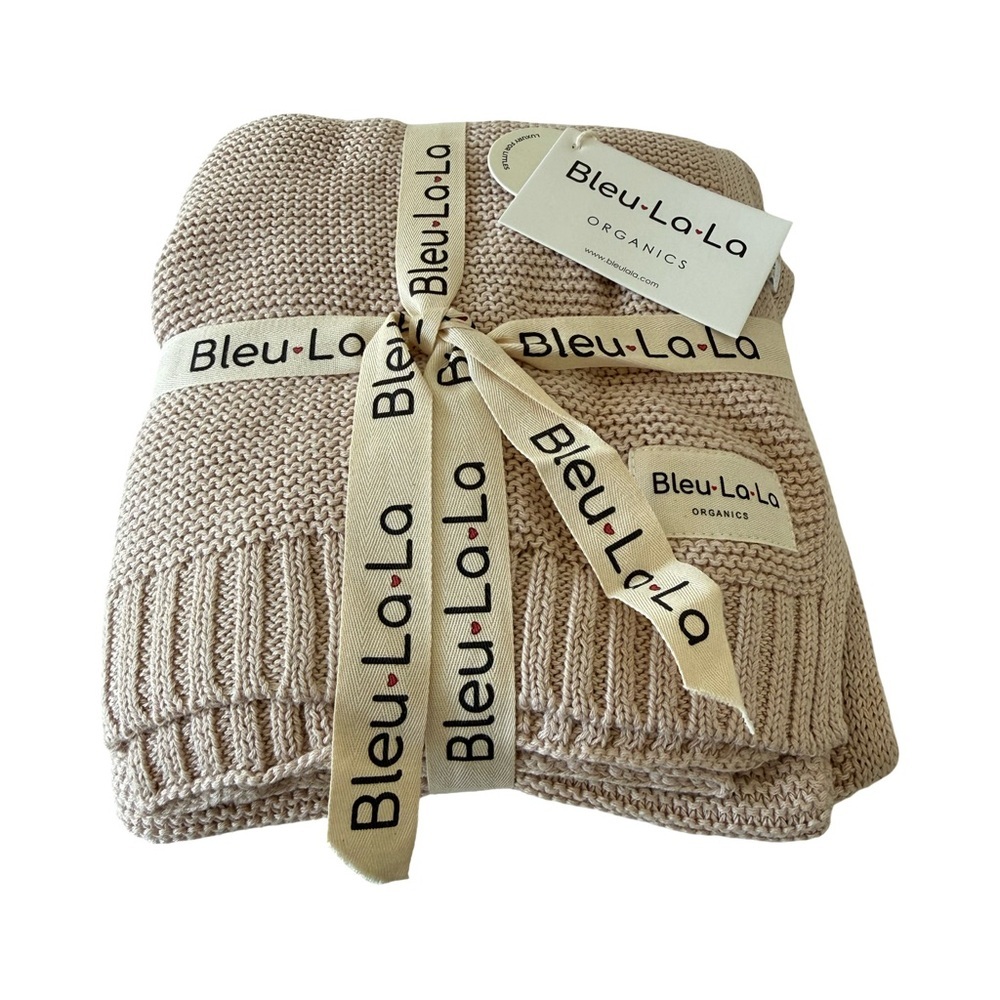 Bleu La La Heritage Knit Luxury Organic Cotton Baby Swaddle Blanket NWT - Picture 4 of 5